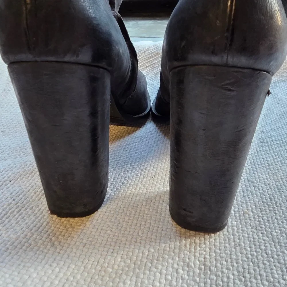 Freda Salvador black pebbled leather ankle boots